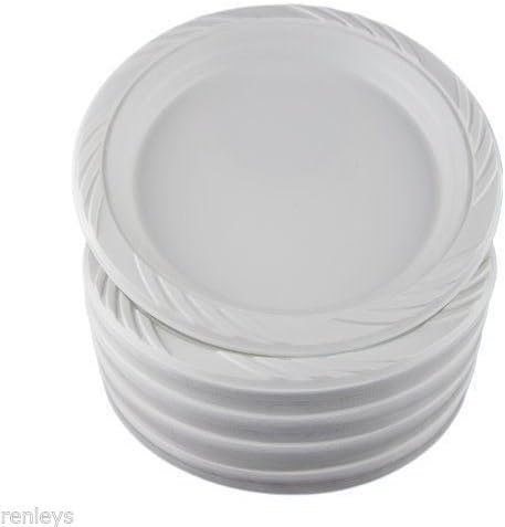 100 White 9" Plastic Party Plates Disposable Dinner Wedding Plastic Dishes