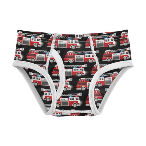 Boys' Exclusive Briefs Toddler Underwear 95% Combed Cotton Boxerbriefs 2T Red Fire Truck Pattern Cars 7