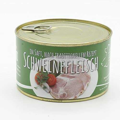 Konserve Diem Schweinefleisch im eignen Saft - Kassler Schinken im eigenen Aspik - Dosenfleisch - 400g - Lange Haltbar