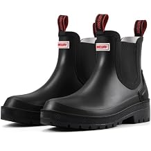 SUREWAY Womens Short Ankle Rain Boots,Waterproof Rubber Garden Shoes,Slip Resistant Chelsea Rain Boots For Ladies
