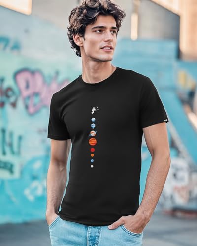 Image of Bewakoof Men's Printed 100% Cotton T-Shirt - Regular Fit, Round Neck, Half Sleeves