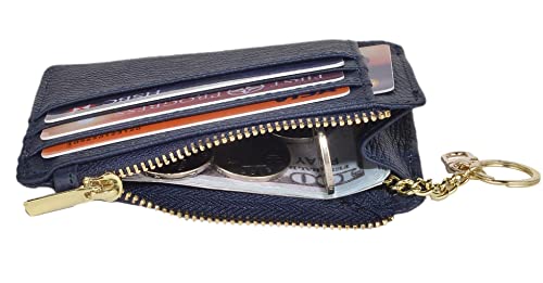 woogwin Slim RFID Credit Card Holder for Women Mini Front Pocket Wallet Purse With Keychain