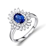 Bishilin AU750 oro blanco 18 quilates (750) talla ovalada azul Sapphire