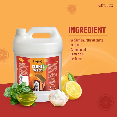 Image of Lozalo Kennel Wash Liquid 5 Litre for Washing Dog Kennel & Flooring, Pet Shops, Veterinary Clinics & Grooming Salons (Red)