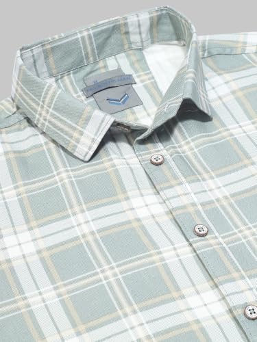 Image of Majestic Man Men Comfort Slim Fit Opaque Checked Cotton Casual Shirt