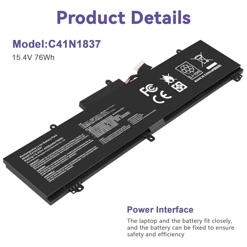 Image of C41N1837 Laptop Battery for ASUS ROG Zephyrus G15 GA501I GA502 GA502D GA502DU GA502GU GA502IV GU502 GU502DU GX502GW GX532GV GU532GW GU502LU GU502LW GU502LV GX502LXS GX502GV GX502GW 0B200-03380100