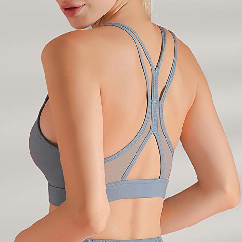 Ajcoflt Sutiã esportivo feminino sem fio oco malha racer corte traseiro Top respirável colete de sec