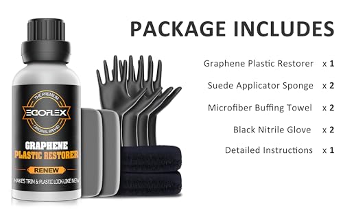Graphene Plastic Restorer Trim Kit - Crystal Coating Plastic Restorer for Cars - Rubber Vinyl Headlight Restoration Restore a Finish Back to Black Shine Exterior Auto Detailing Supplies