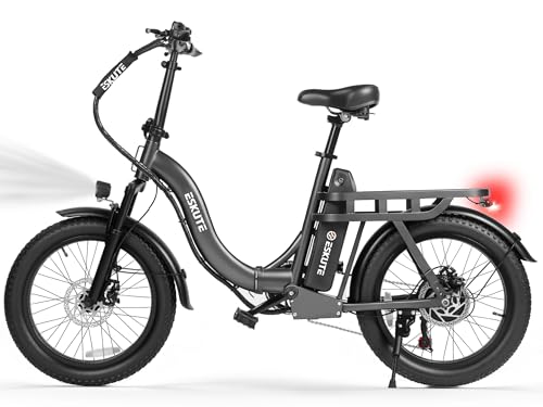 Elecby 1200W Peak Folding Electric Bike for Adults, 28MPH 48V 10.4Ah Removable Battery, 55-Mile Range, 20'x3' Fat Tire, Step-Thru Ebike with Basket 7-Speed – Commuter E-Bike Grey