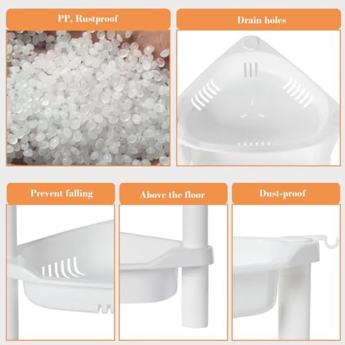 Elyken 4 Tier Shower Caddy Organizer Shelf Corner, 14.4 X 11.2 X 31.5 Inches, Rustproof, Plastic Shower Rack Stands For Inside Bathroom thumb #3