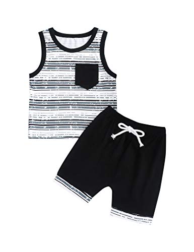 Toddler Baby Boys Clothes Vest Top and Shorts Summer Outfit Sleeveless Set for Boy 3-4 T Black