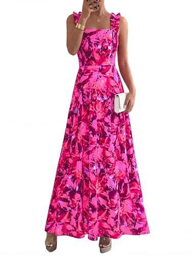 Image of BTFBM Dresses for Women Summer 2026 Formal Sleeveless Smocked Floral Long Wedding Guest Dress Party Spring