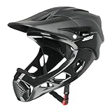 Aymzbd Casco Integrale da Bicicletta, con Imbottitura Antiurto, per Adulti, Staccabile, per Mountain Bike, Skateboard, Nero