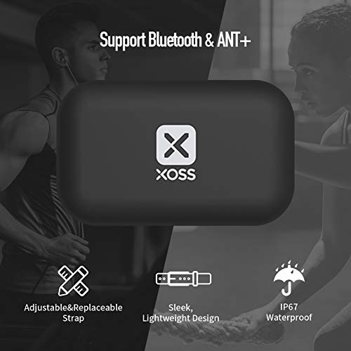 XOSS Chest Strap Heart Rate Monitor Bluetooth 4.0 Wireless Heart Rate with Chest Strap Health Accessories (Black Bluetooth)