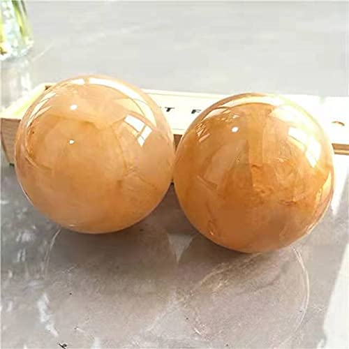 RaeGan 1pc Natural Golden Healer Quartz Spheres Yellow Hematoid Stone for Home Decoration 55-60mm
