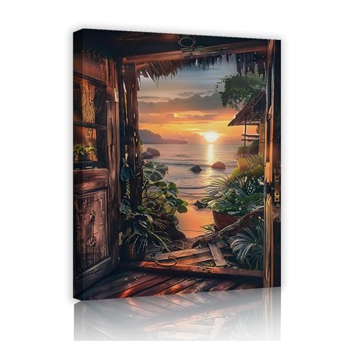 Affiche sur toile moderne vue de la mer 45x58cm pour décoration murale