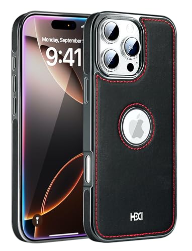Image of BOUNCEBACK Vegan Leather Logo Cut Electroplated Back Case /Cover for iPhone 16 Pro - Sporty Black