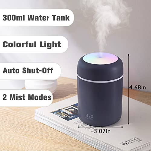 Colorful Cool Mini Humidifiers With Led Night Light, Usb 300Ml Mist Humidifiers For Car Office Room Bedroom, 26Db Quiet Ultrasonic Humidifiers, Portable Diffuser For Essential Oils #TOP1