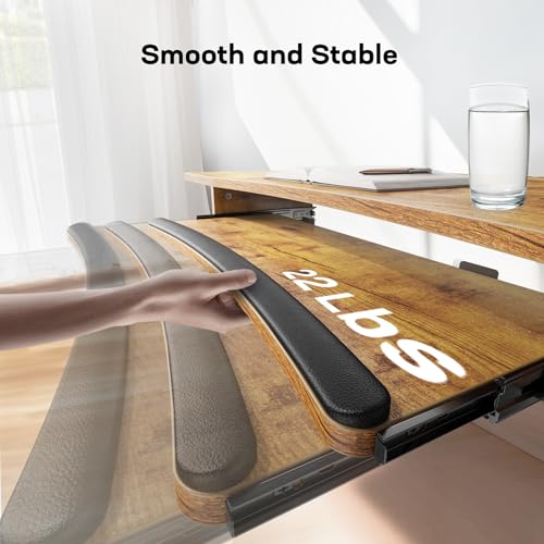 Image of HUANUO Standing Desk Adjustable Height, 55 inch x 24 inch Electric Stand Up Desk for Home Office with Large Keyboard Tray(26.7 inch), 4 Memory Height Setting, Computer Workstation, Vintage