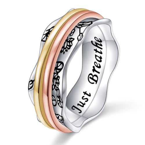 Ladytree Anxiety Relieve Spinner Rings 925 Sterling Silver Just Breathe
