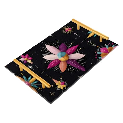 WOIWB Art Floral Pattern Printed Vanity Trays for Countertop, Acrylic