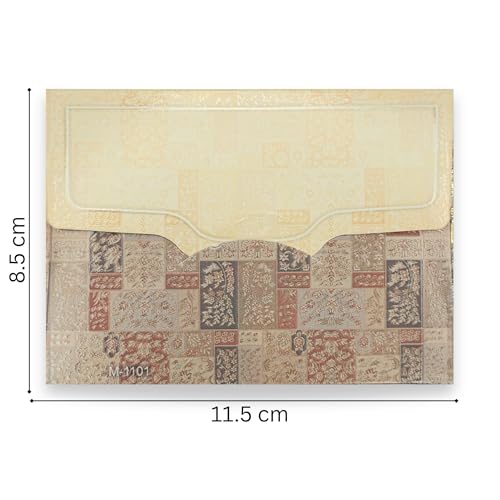 Image of Fonsie cash shagun Pocket small size (4.53 * 3.35 inches) fancy design envelopes pack of 70 for gifting money on wedding gift, baby shower gift, shagun, family gatherings, Peacock brown..