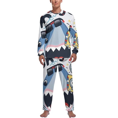 Ensemble de pyjama homme requin avec haut manche longue et pantalon de nuit