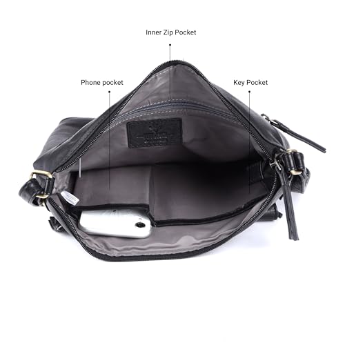 Shirley Large Soft Real Leather Womens Crossbody Handbags and Purses-Triple Zip Sling Crossover Shoulder Bag4