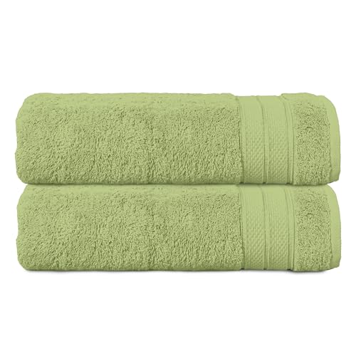 Image of Elegant Comfort Three Line Popcorn Towel Set for Bathroom 27 x 54 inches, Premium Hotel Quality 2-Pack Bath Towels, 100% Turkish Cotton, Soft and Durable, Quick Dry and Highly Absorbent, Sage Green
