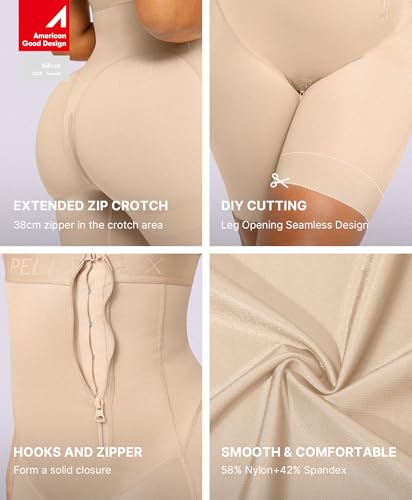 Image of SHAPELLX High Waist Butt Lifting Tummy Control Shapewear Shorts | Under dress shorts,15-inch crotch zipper, breathable stretch fabric, anti-roll support,easy bathroom access, everyday wear