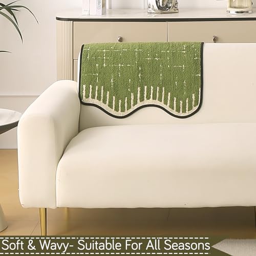 Image of HOKIPO 1 PC Backrest Mat for Sofa Cover | Luxury Supple Soft Wavy Mat with Anti Slip Backing, Green (AR-6217-GRN)