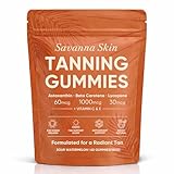 Savanna Skin Tanning Gummies, with Astaxanthin, Beta-Carotene, Lycopene & Vitamins, Radiant Healthy Skin, Vitality Support & Hydration, Vegan, Sugar-Free, Sour Watermelon Flavor, 60 Count (1)