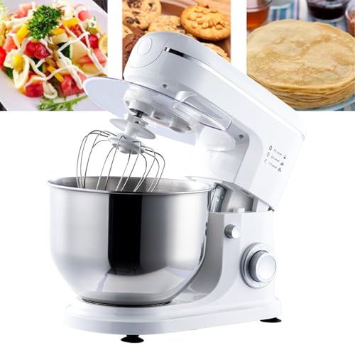 pealiritansemen Kitchen Stand Mixer, 6-Speed Motor, Includes Dough Hook, Flat Beater, Wire Whip, Baking Mixer, Stainless Steel Mixing Bowl, Transparent Splash Guard