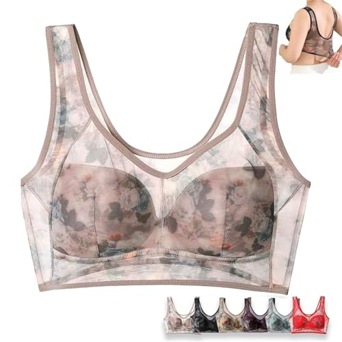 Active Bra - Brasier para descansar, pechos grandes, para dormir, pechos grandes, push up, lactancia materna para mujer, Reino Unido, 40A, deportes, sin alambre, café, 5XL