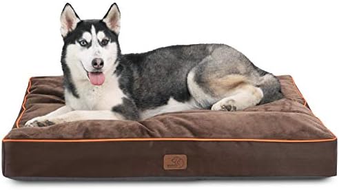 Bedsure Waterproof Dog Beds for Large Dogs - Up to 75lbs Large Dog Bed with Washable Cover, Pet Bed Mat Pillows, Brown