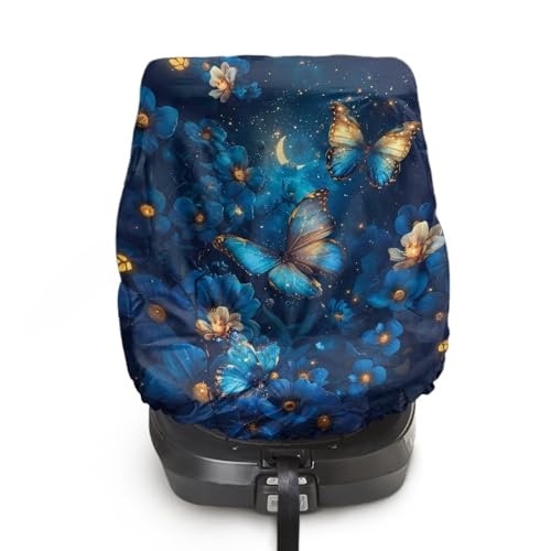 KEIAHUAN Blue Butterfly Baby Car Seat Sun Shade Cover Car Seat Cooler Car Seat Cover Infant Car Seats Heat Protector Keep Your Toddler Baby Seat at a Cool Temperature