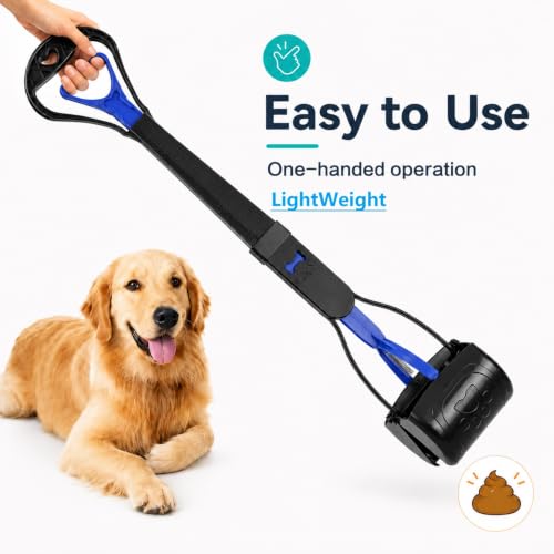 Image of 31inch Large Pooper Scooper for Dogs with Long Handle, Sturdy & Durable, Not Easy to Break, Lightweight & Easy to Use, Easy to Pick Up from Grass and Gravel | Less Bend Down, One-hand Operate Pick up for all Surface, Heavy Duty Poop Scooper for Large Medium & Small Dogs