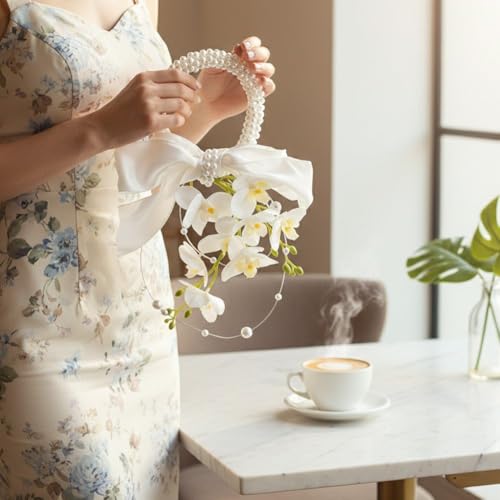 Bouquet de mariée cascade d'orchidées phalaenopsis et perles - 6
