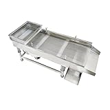 BREVELTION 110V Full Stainless Steel Linear Vibrating Screen Industrial Vibrating Screen Electric Linear Screening Machine for Screening Powder Plastic Particles Grains with 1.5mm Screen 80W