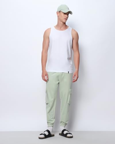 Image of Bewakoof Men's Solid Regular Fit Sleeveless Round Neck Cotton Vest