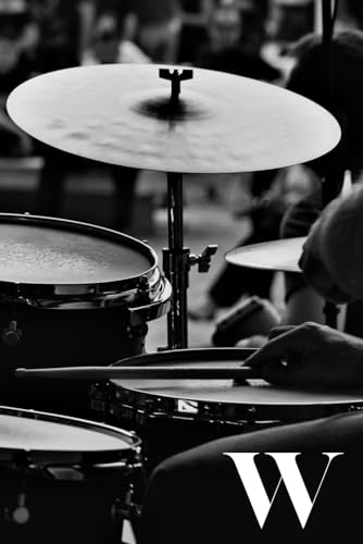 W: Drums Percussion Themed Monogram Letter "W" Initial Notebook / Journal / Diary with Blank Lined Pages for Writing Notes | Unique Personalized Gift ... Band Members, Music Artists, and Musicians image 2