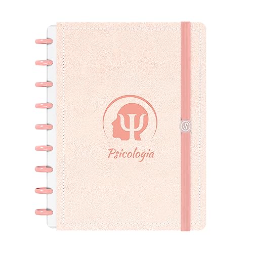 Caderno De Disco ISCOOL Inteligente M Couro Rosa Psicologia