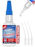 ALECPEA 3D Printer Glue for PLA, PETG, ABS & Resin Models - Fast Curing Liquid Adhesive for Assembling & Repairing 3D Prints - Clear Bond with 3 Precision Applicators for DIY Kits - 30g