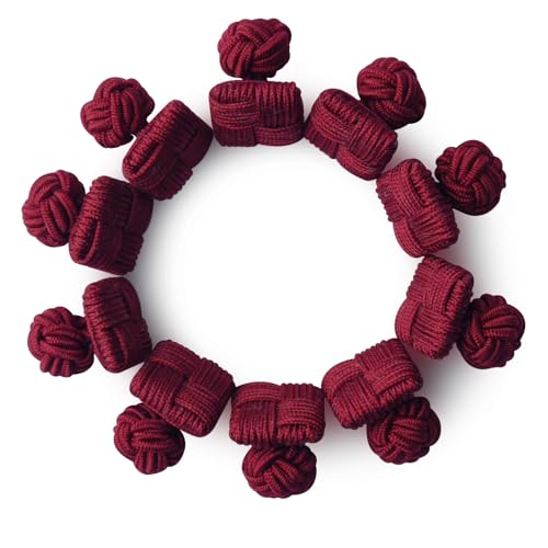 HONEY BEAR 5 paia seta tessuto nodo gemelli set per camicia/abito uomo/Donna, Forma Quadrato per Regalo di nozze d'affari (Rosso scuro con scatola)