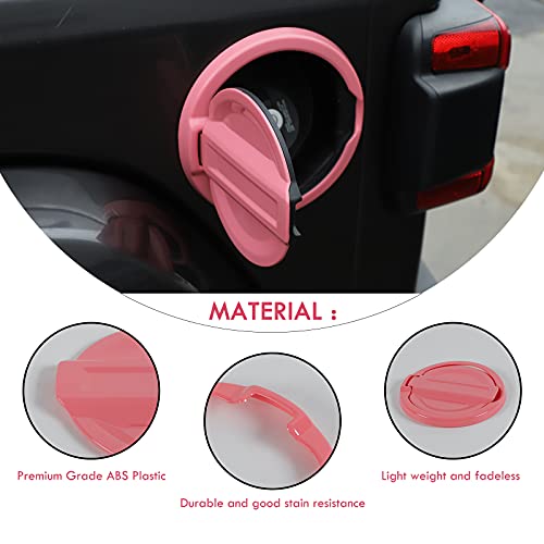 CheroCar ABS Gas Cap Cover Trim Fuel Tank Cover Decoration Kit for 2018-2026 Jeep Wrangler Accessories JL JLU 2/4 Door (Pink) by CheroCar - Used condition - Image 6