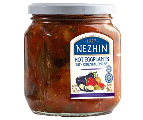 2 Pack Nezhin Hot Eggplants With Oriental Spices Raw Materials GMO Free Glass Jar 16.2 OZ / 460 gr