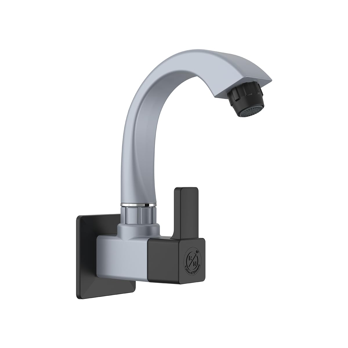 RN PTMT Superior Plastic Faucet 360° Swivel Spout Swan Neck Kitchen Sink Tap Wall Mount | Wash Basin Tap for Bathroom (Metallic-Grey-Black-Dual)_RNVIP09B09 | 20mm(3/4") Cartridge-image-22