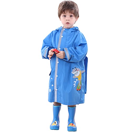 Fewlby Toddler Rain Wear Children Boys Girls Raincoat kids poncho Waterproof Hoodie Cute Cartoon Rain Jacket 6-10years L Size3