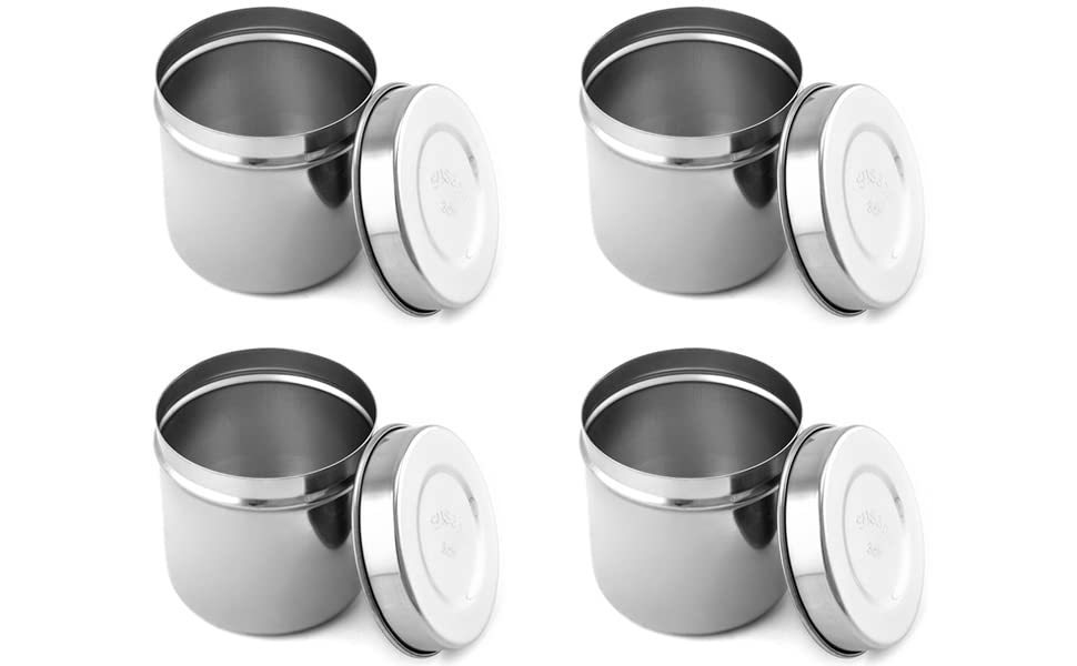 Miniatura 8 de QWORK Tarro de ungüento de acero inoxidable 304 con tapa, paquete de 4 tarros médicos de 3.39 pulgadas de altura y 3.23 pulgadas de diámetro