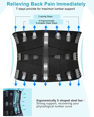 Bracepost Back Brace For Lower Back Pain Relief With 7 Stays Ultra-Breathable Back Support Belt For Women Men, Adjustable Lumbar Support Belt For Herniated Disc, Sciatica, Scoliosis(Size: Large) #TOP1